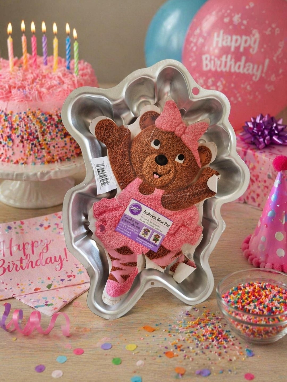 Bear Shaped Cake Pan with Pink Ballerina Design - Picture 15 of 16